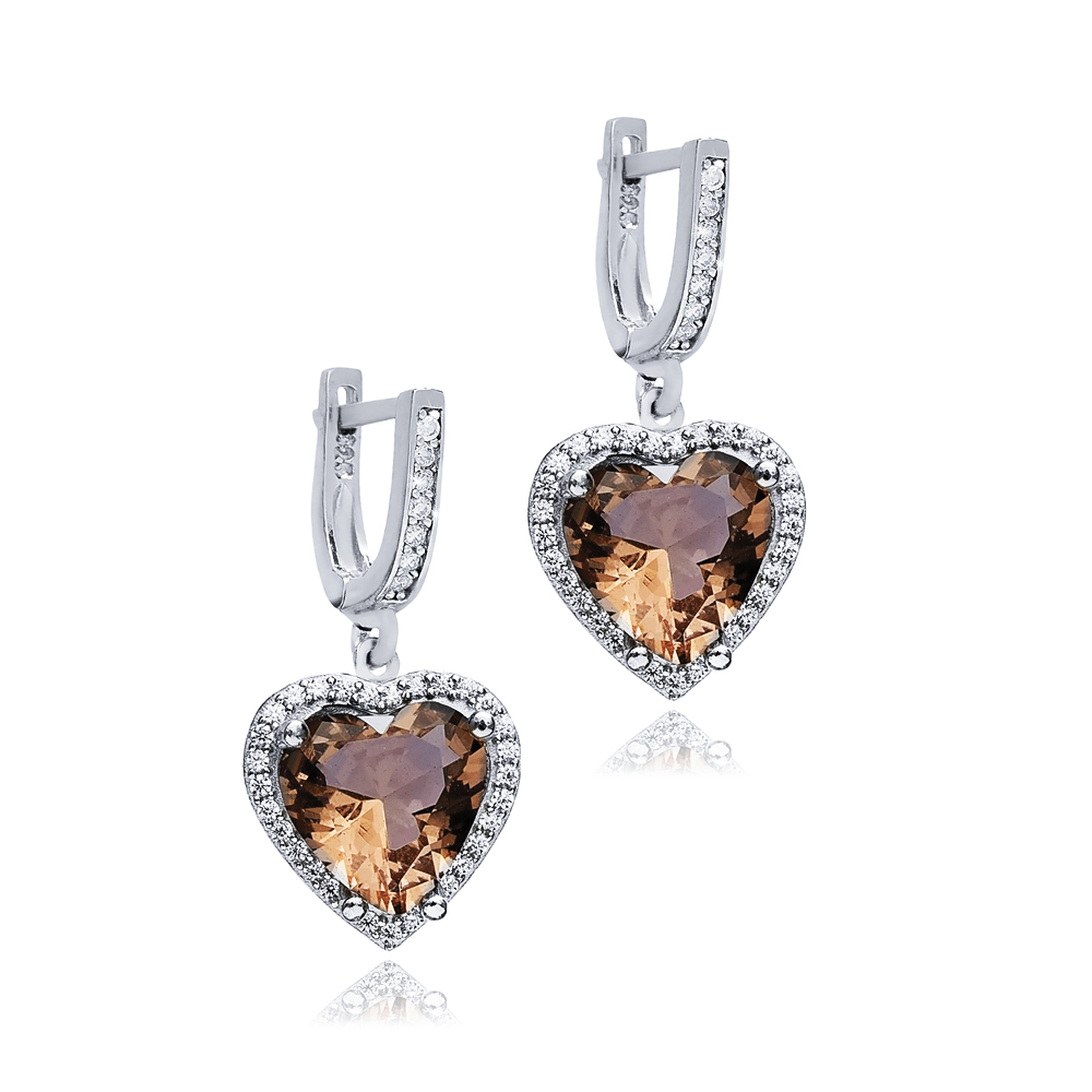 Heart Design Silver Dangle Zultanite Earrings