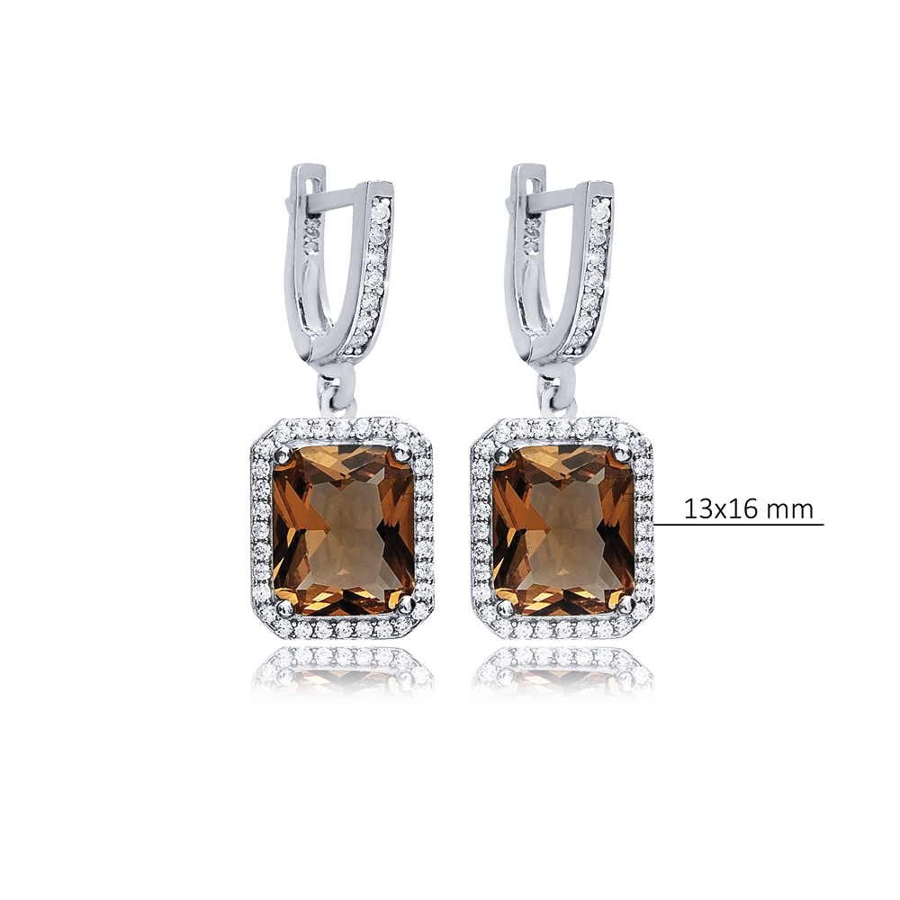 13x16 mm Baguette Design Silver Dangle Zultanite Earrings