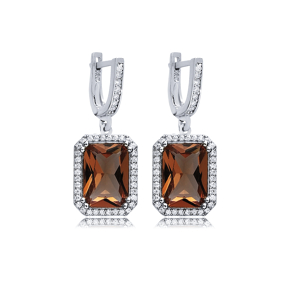 14x18 mm Baguette Design Silver Dangle Zultanite Earrings