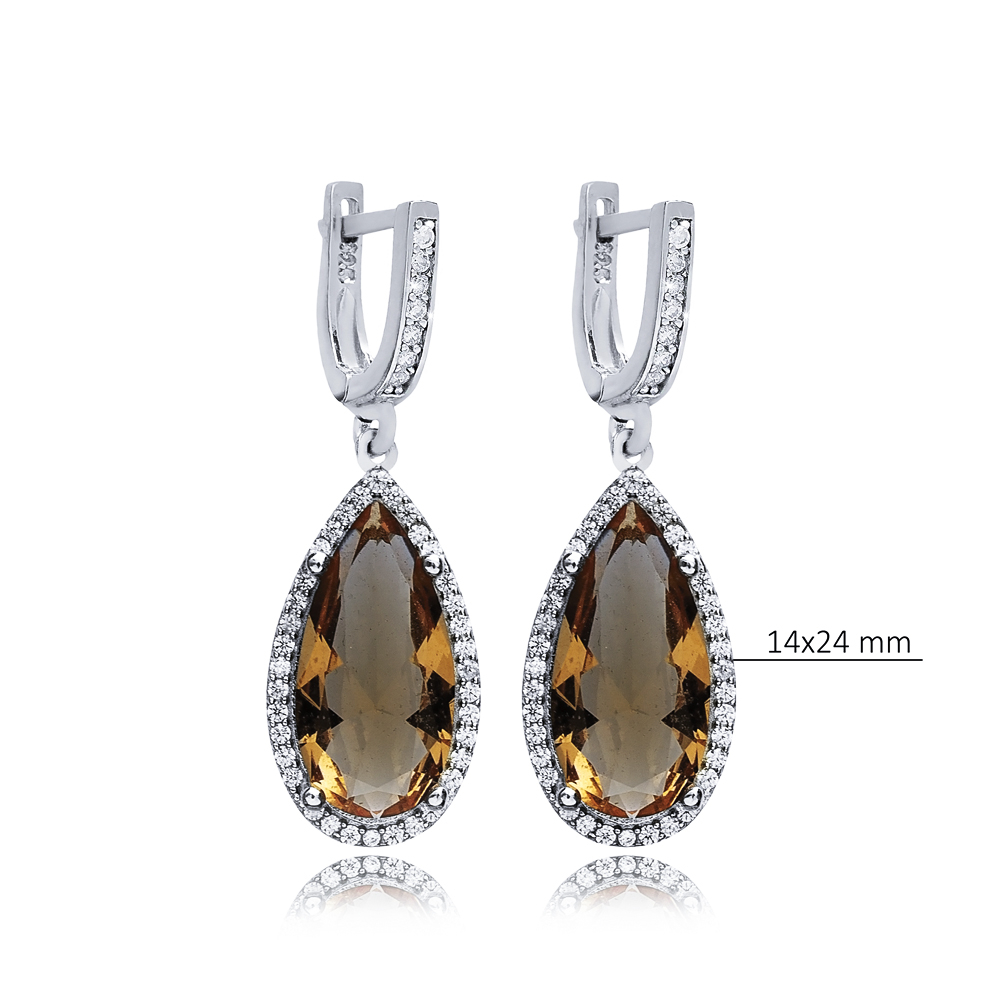 Pear Design Silver Dangle Zultanite Earrings