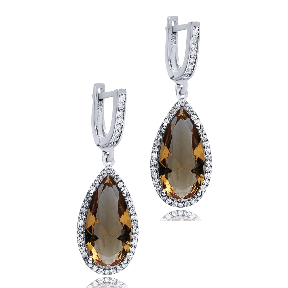 Pear Design Silver Dangle Zultanite Earrings