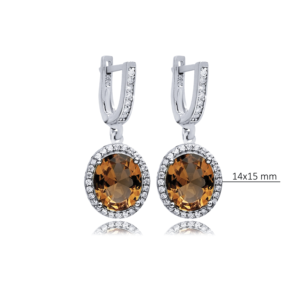 Oval Design Silver Dangle Zultanite Earrings