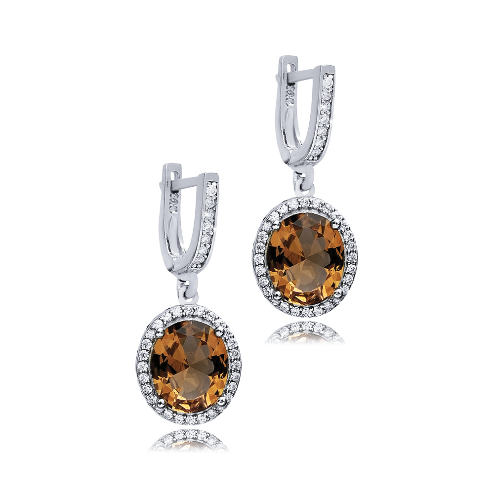 Oval Design Silver Dangle Zultanite Earrings