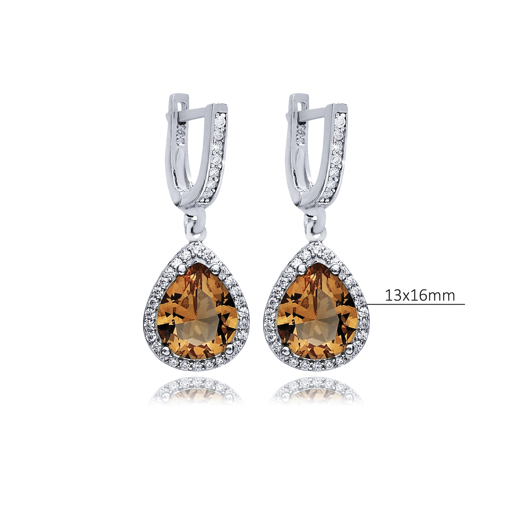 Pear Design 13x16 mm Silver Dangle Zultanite Earrings