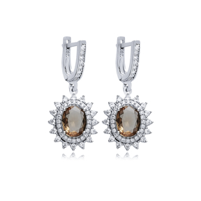 16x19 mm Oval Design Silver Dangle Zultanite Earrings