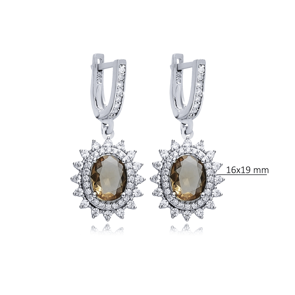 16x19 mm Oval Design Silver Dangle Zultanite Earrings