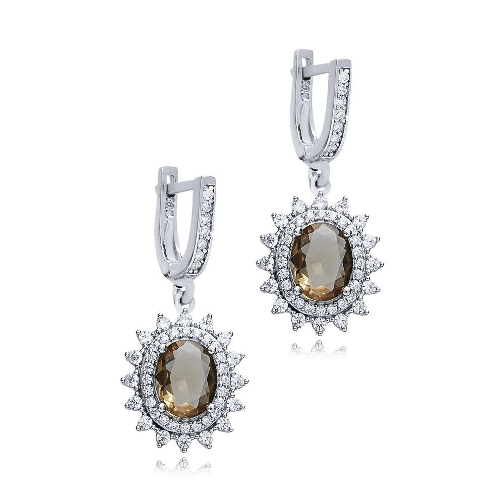16x19 mm Oval Design Silver Dangle Zultanite Earrings