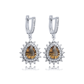 16x19 mm Pear Design Silver Dangle Zultanite Earrings