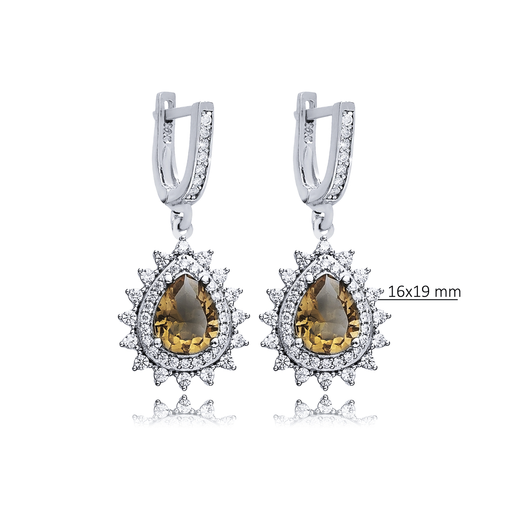 16x19 mm Pear Design Silver Dangle Zultanite Earrings