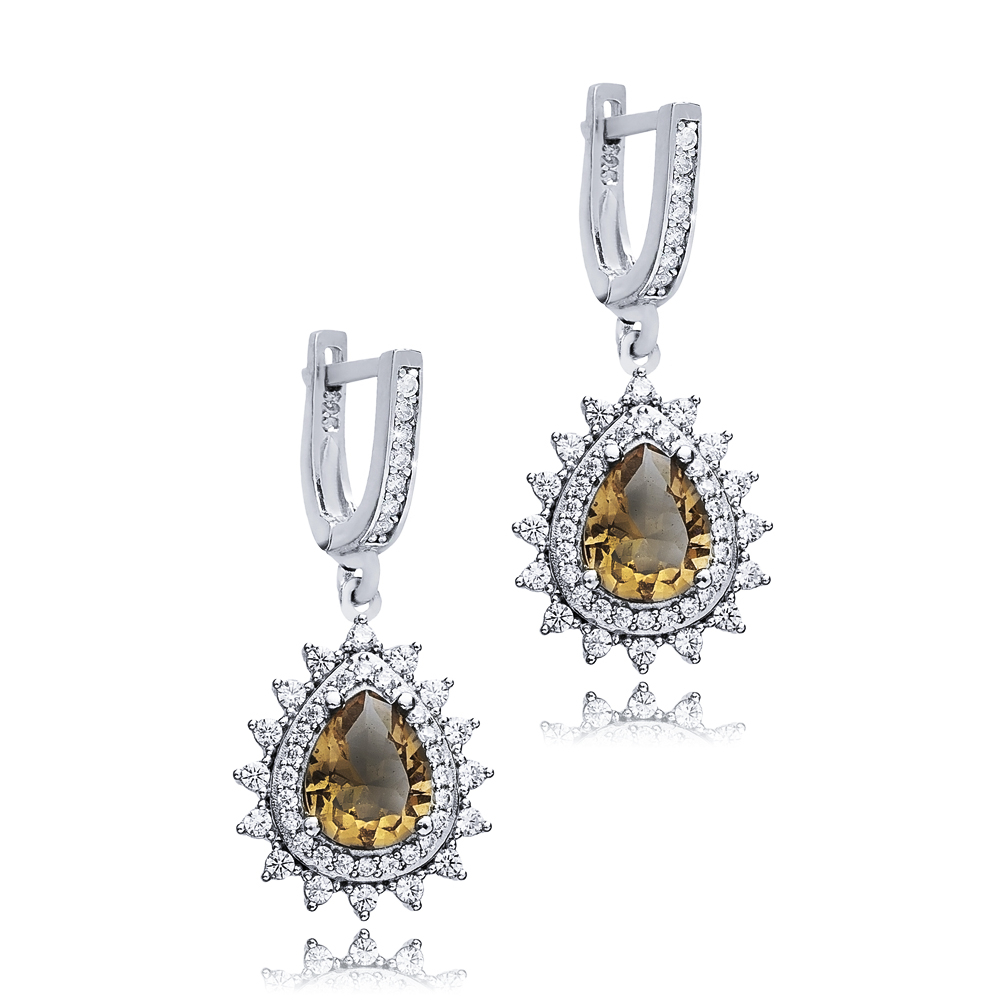 16x19 mm Pear Design Silver Dangle Zultanite Earrings