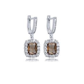 12x14 mm Rectangle Silver Dangle Zultanite Earrings