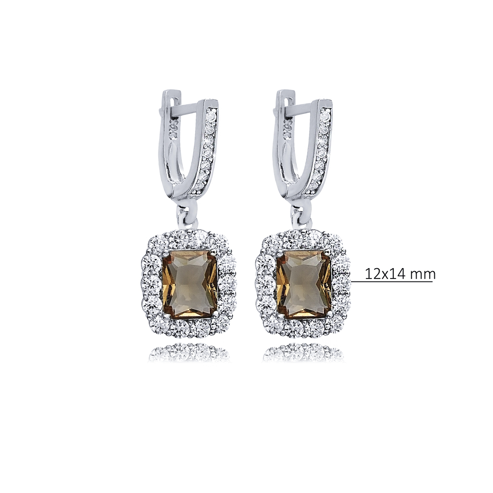 12x14 mm Rectangle Silver Dangle Zultanite Earrings