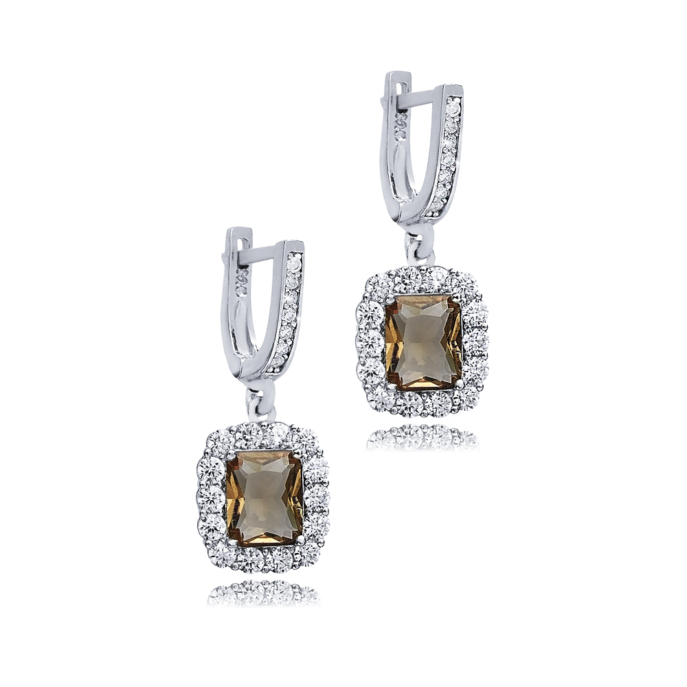 12x14 mm Rectangle Silver Dangle Zultanite Earrings