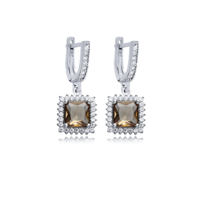 17x17 mm Square Silver Dangle Zultanite Earrings