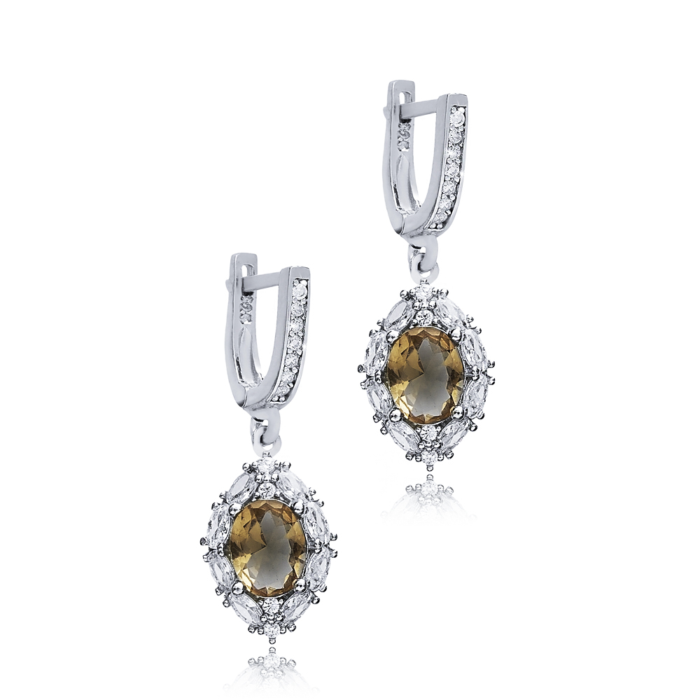 12x17 mm Oval Silver Dangle Zultanite Earrings