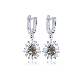 Flower Pear Silver Dangle Zultanite Earrings