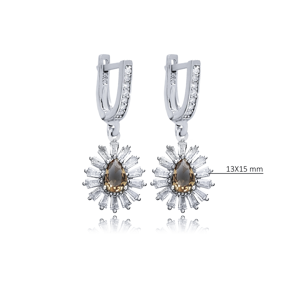 Flower Pear Silver Dangle Zultanite Earrings