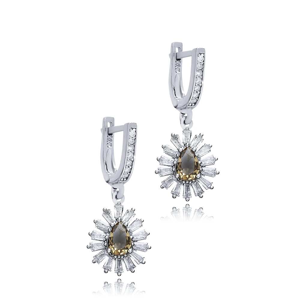 Flower Pear Silver Dangle Zultanite Earrings