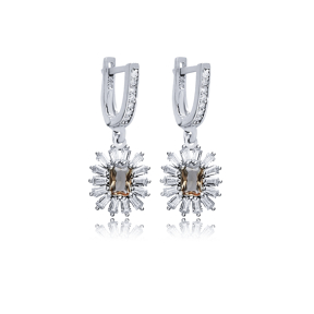 12x15 mm Baguette Silver Dangle Zultanite Earrings