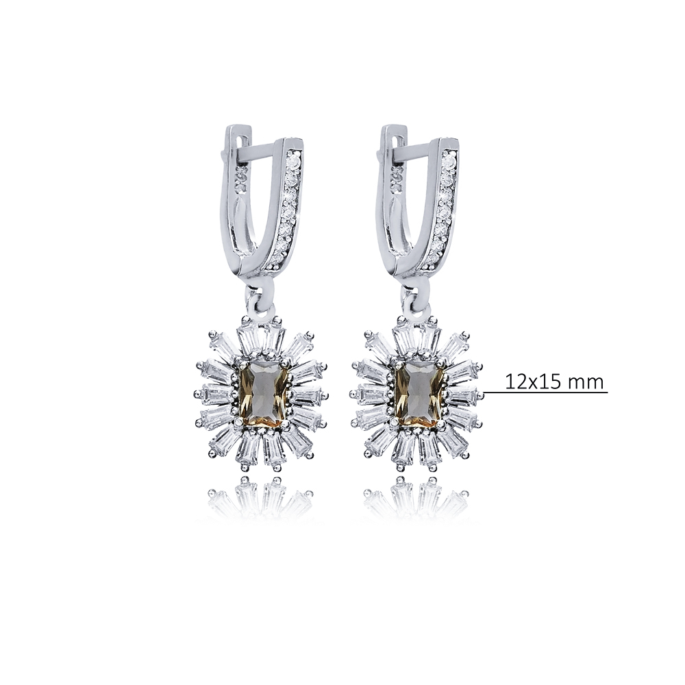 12x15 mm Baguette Silver Dangle Zultanite Earrings