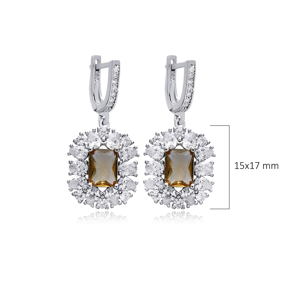 Rectangle Style Cluster Silver Zultanite Earrings