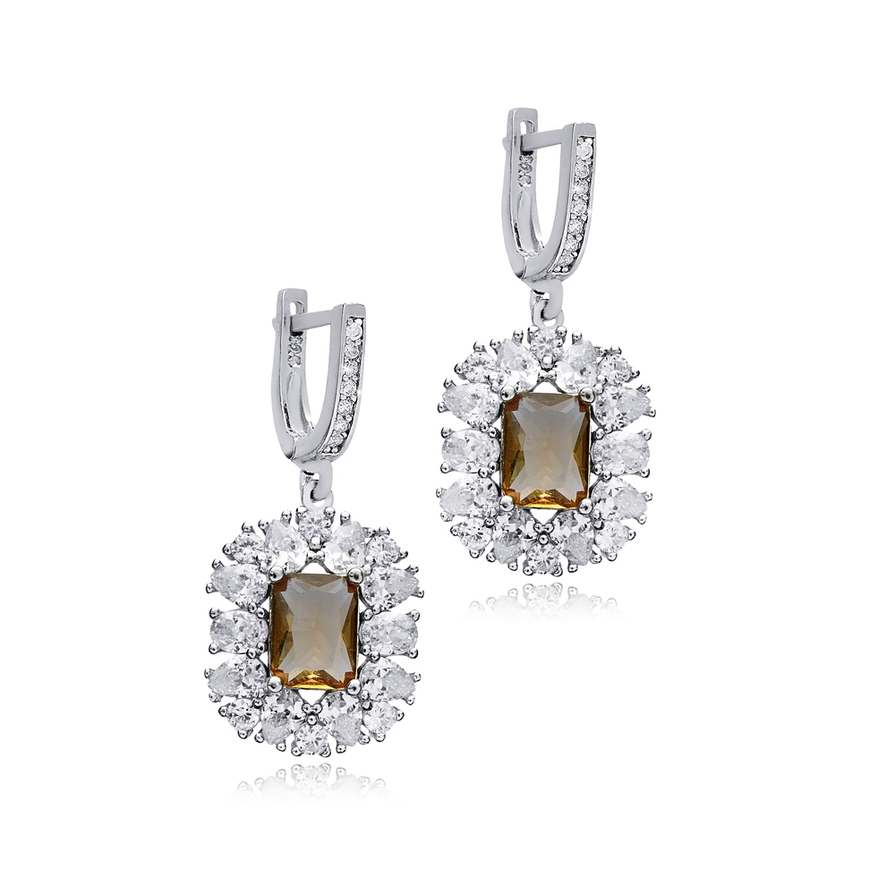 Rectangle Style Cluster Silver Zultanite Earrings