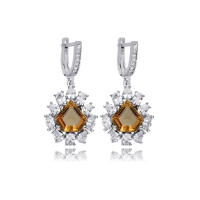Pentagon Stony Dainty Cluster Zultanite Earrings