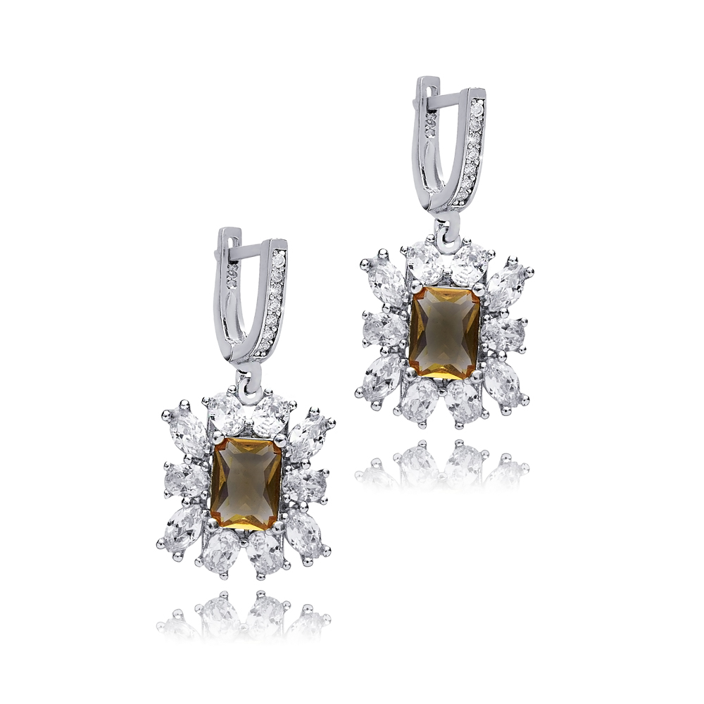 Baguette Stony Design Cluster Zultanite Earrings