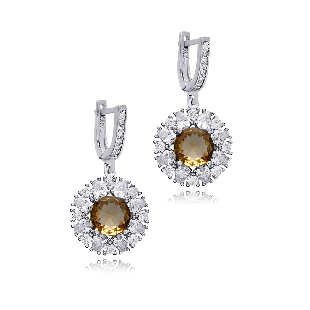 Round Dainty Stony Design Cluster Zultanite Earrings