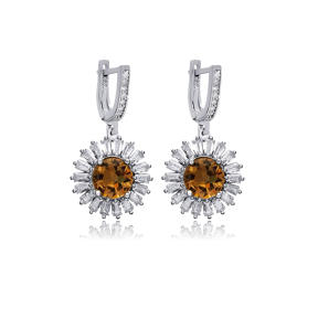 Round Baguette Stony Cluster Zultanite Earrings
