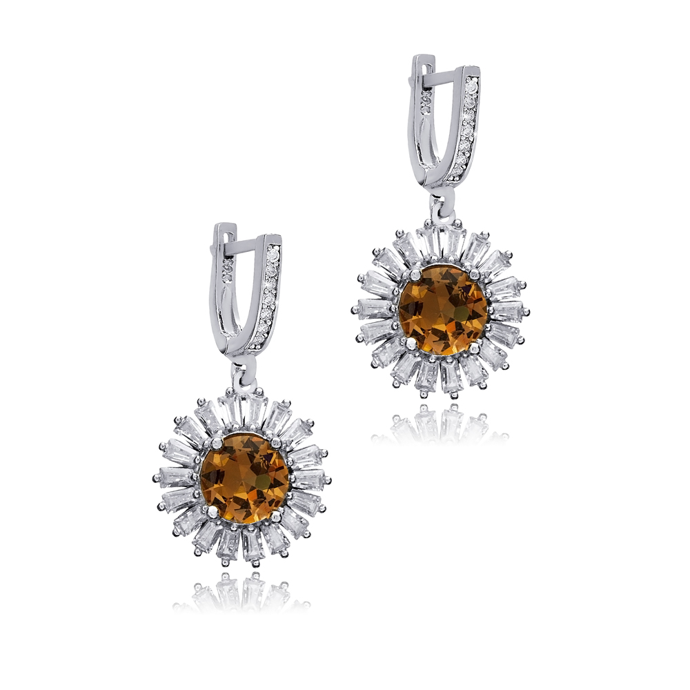 Round Baguette Stony Cluster Zultanite Earrings