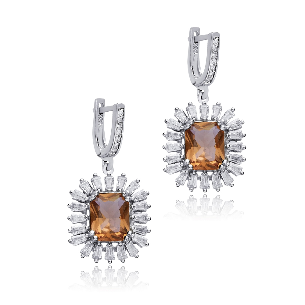 Trendy Baguette Stony Cluster Zultanite Earrings