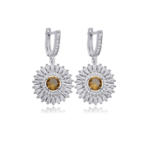 Stony Round Baguette Cluster Zultanite Earrings
