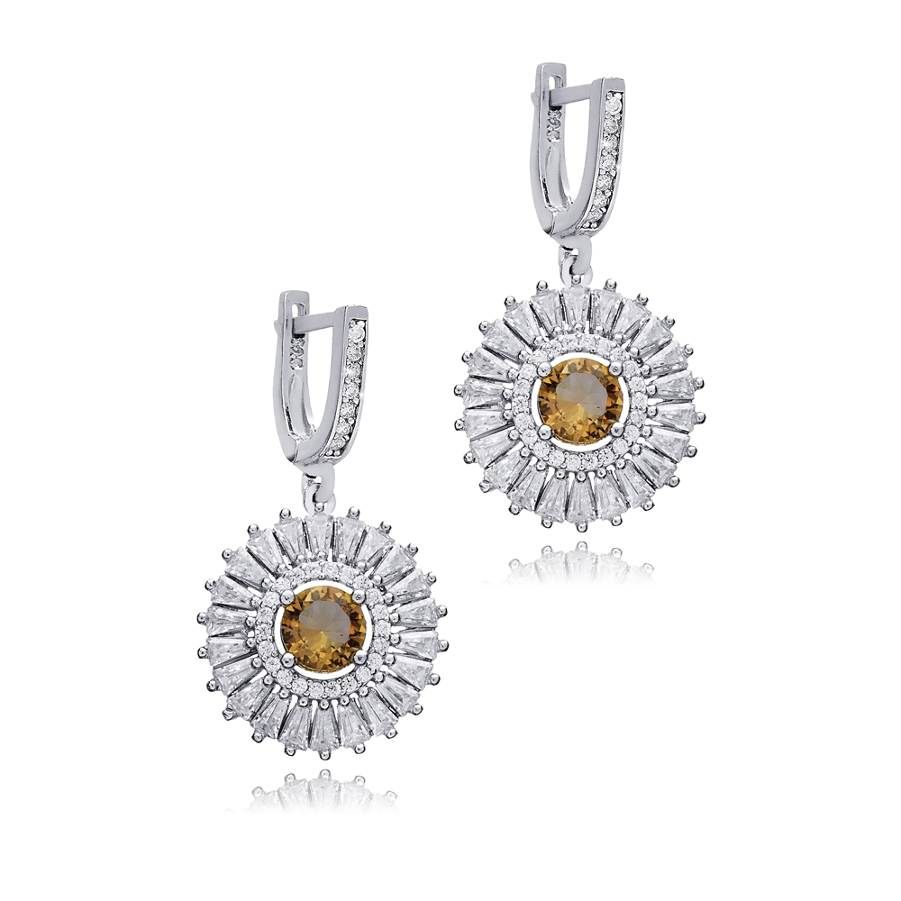 Stony Round Baguette Cluster Zultanite Earrings