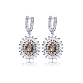 Stony Oval Baguette Cluster Zultanite Earrings