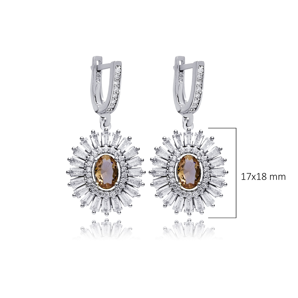 Stony Oval Baguette Cluster Zultanite Earrings