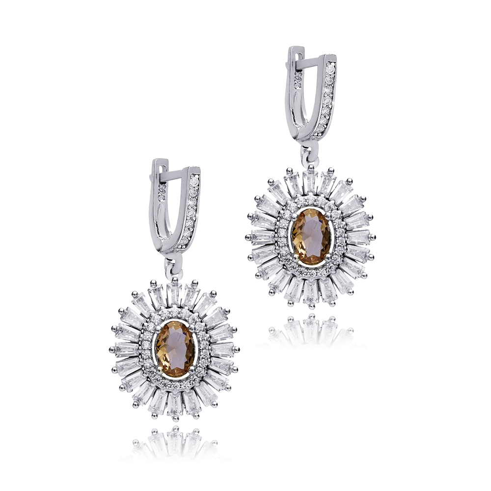 Stony Oval Baguette Cluster Zultanite Earrings