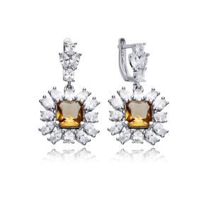 Square Cluster Stony Zultanite Earrings