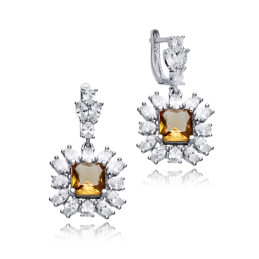 Square Cluster Stony Zultanite Earrings