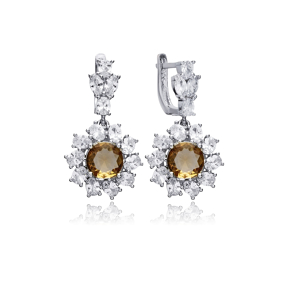 Geometric Round Cluster Stony Zultanite Earrings