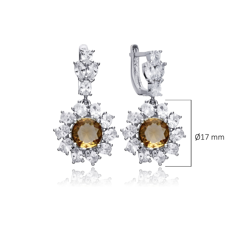 Geometric Round Cluster Stony Zultanite Earrings