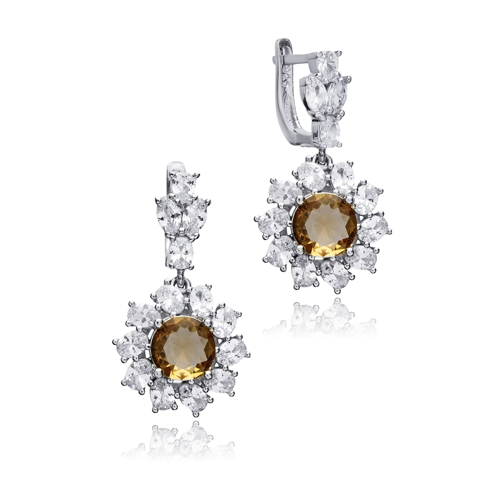Geometric Round Cluster Stony Zultanite Earrings