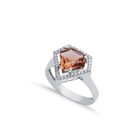 15x15 mm Diamond Design Silver CZ Zultanite Ring