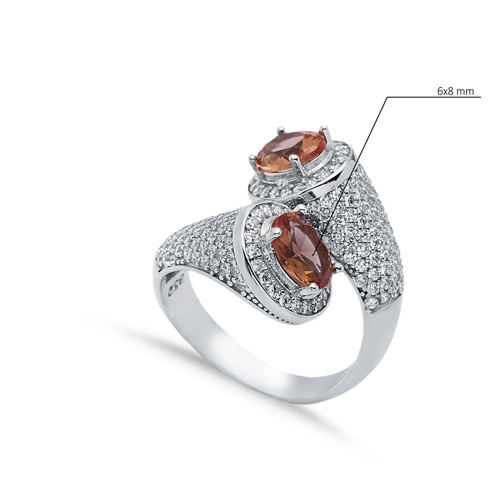 Double Side Oval Stony Cluster Silver Zultanite Ring