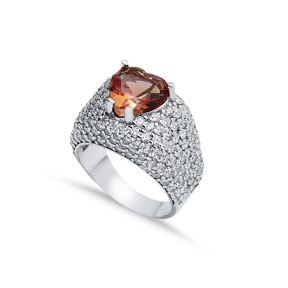 Heart Cut 925 Silver CZ Stony Cluster Zultanite Ring