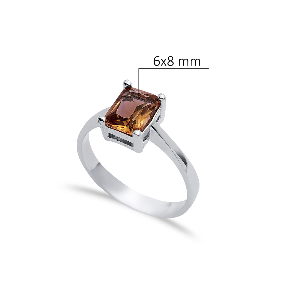 6x8 mm Rectangle Design Cluster Zultanite Ring