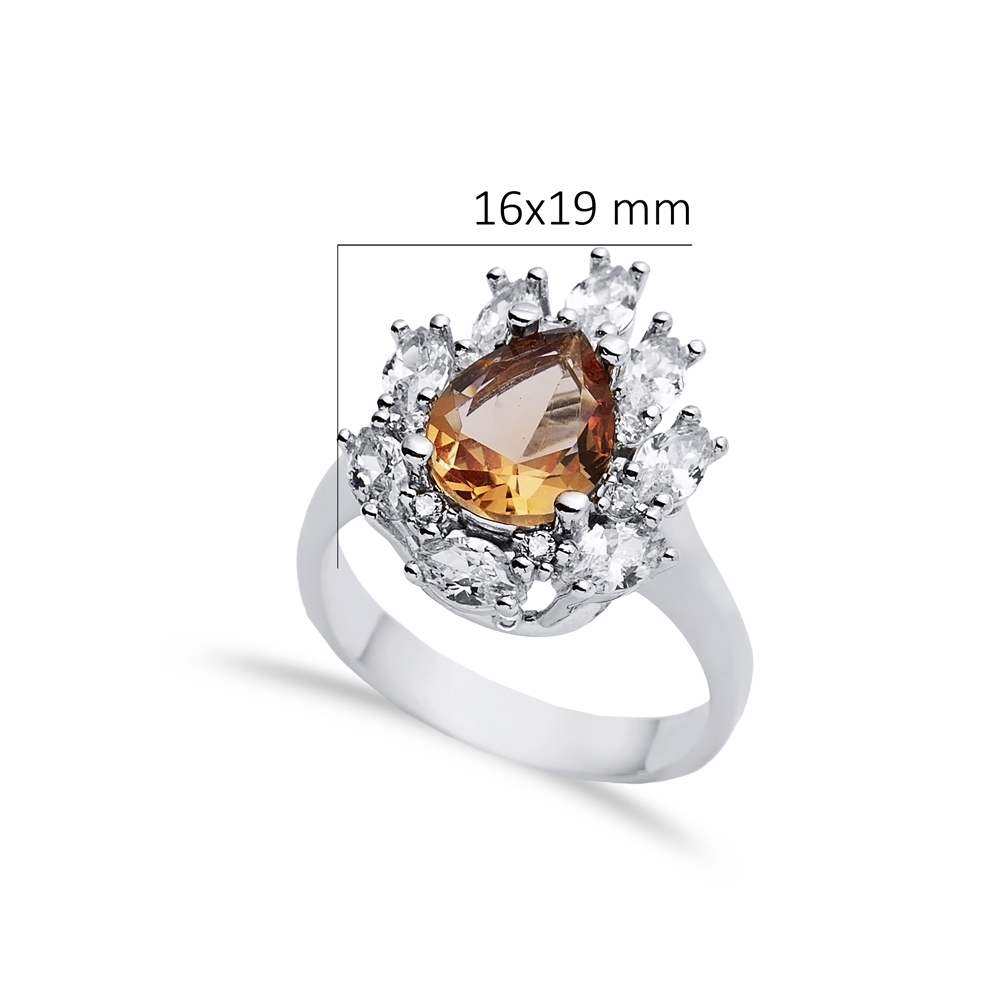 16x19 mm Pear Design Silver Zultanite Ring