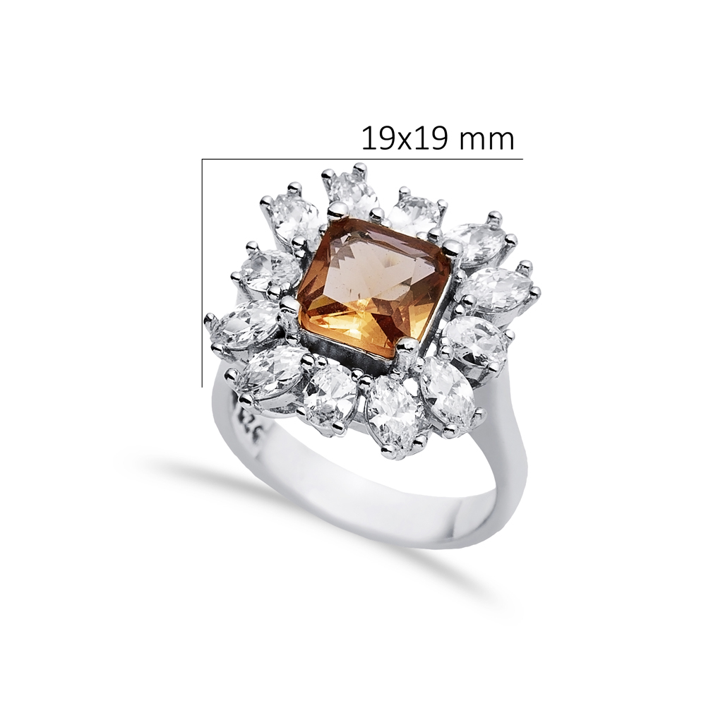 Square Cut Silver Cluster Zultanite Ring