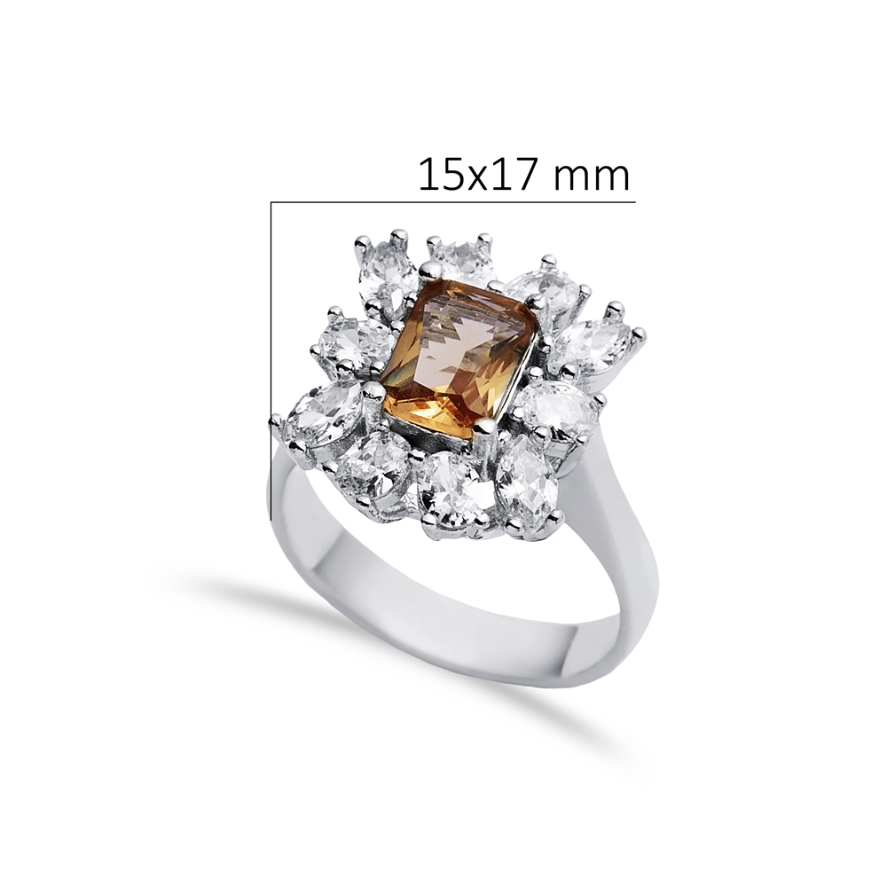 Rectangle Baguette Cut Silver Cluster Zultanite Ring