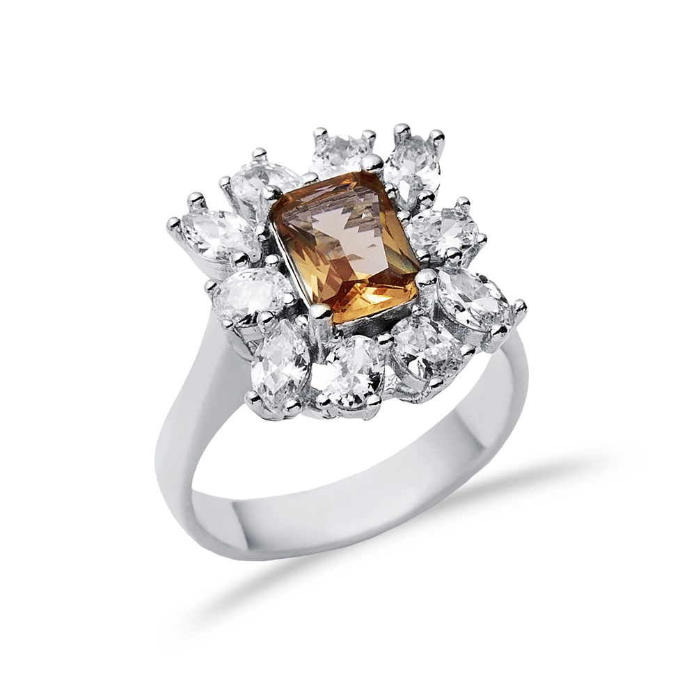 Rectangle Baguette Cut Silver Cluster Zultanite Ring